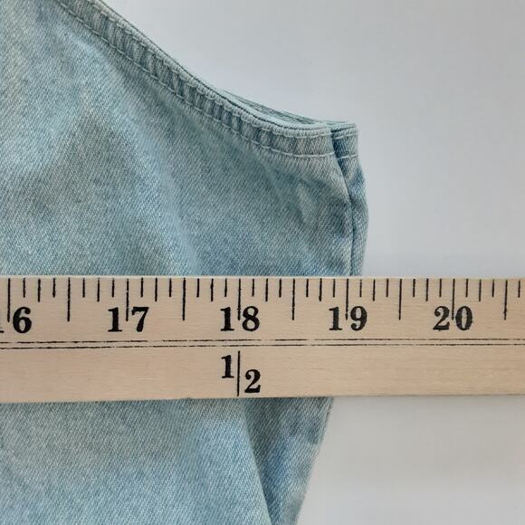 Vintage 90s Gilet Denim Vest Chest Pocket Waistcoat Cropped Zip Front Womens L - Picture 8 of 10